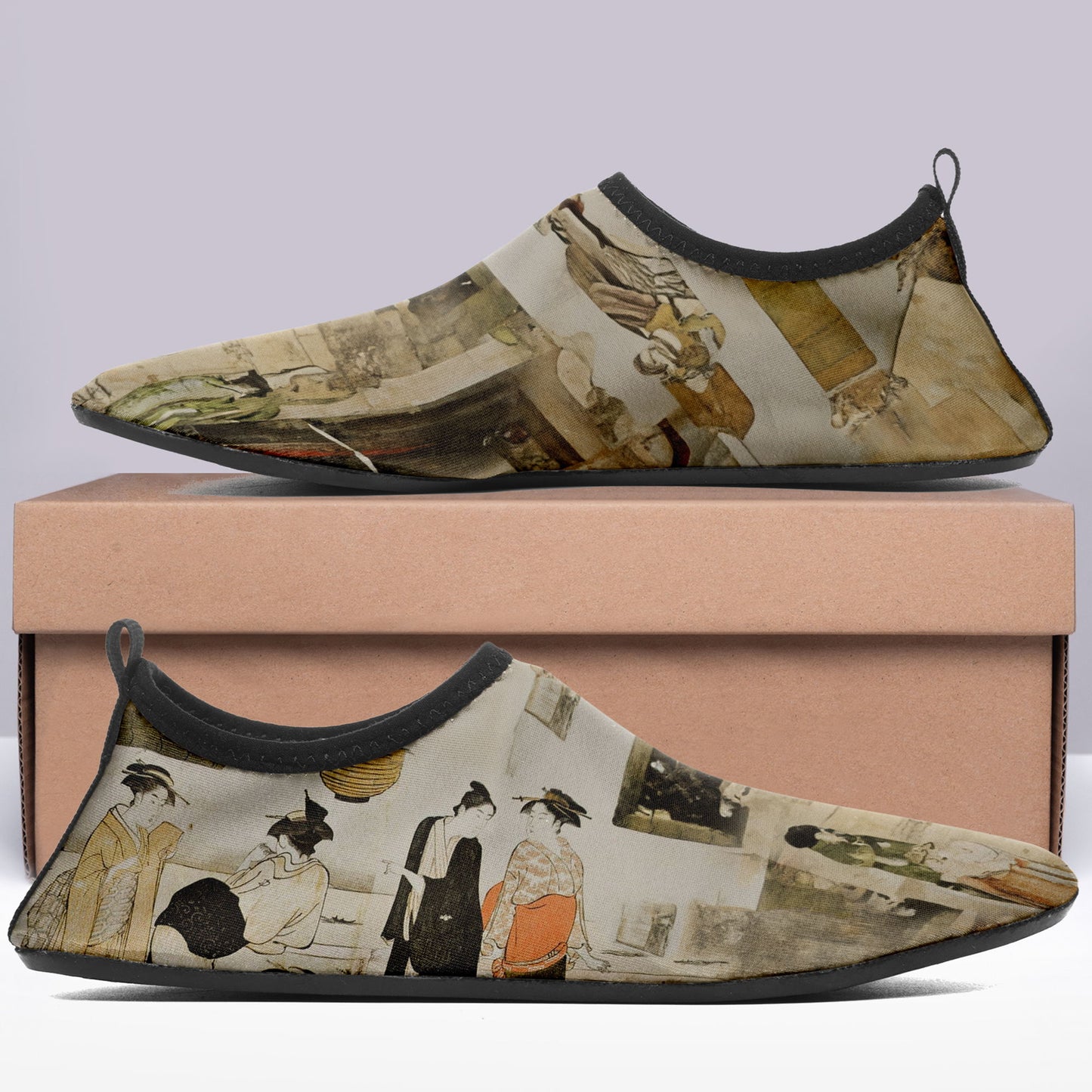 custom printed aqua shoes 1902 ukiyo-e matchmaking by president kiyonaga torii beach wading shoes custom logo brand name 7