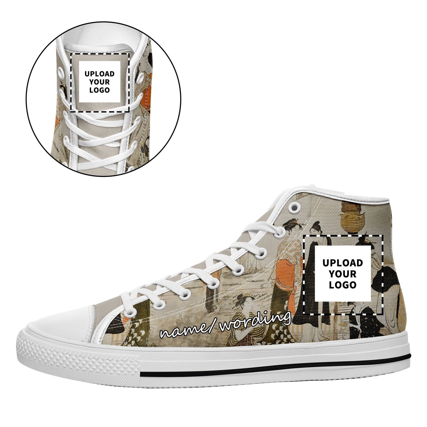 custom printed on demand high casual shoes 7218 japanese ukiyo-e matchmaking by president kiyonaga torii sneakers custom logo brand name