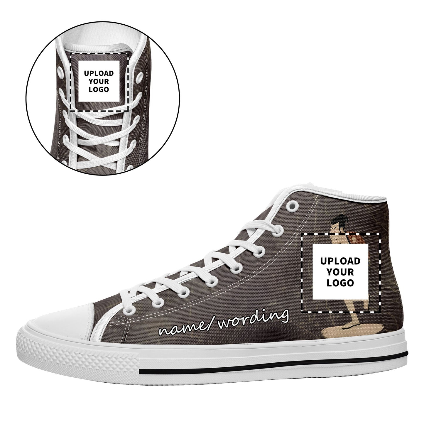 custom printed on demand high casual shoes 7218 japanese ukiyo-e the slave edo soldier of otani oniji iii sneakers custom logo brand name