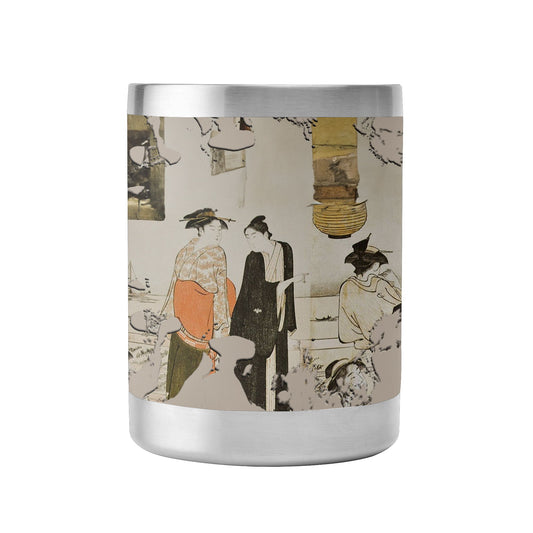 Custom Printed 10oz Stainless Steel Coffee Cup with Lid Pr262: Ukiyo-e Matchmaking by Torii Kiyonaga Whiskey Tumbler