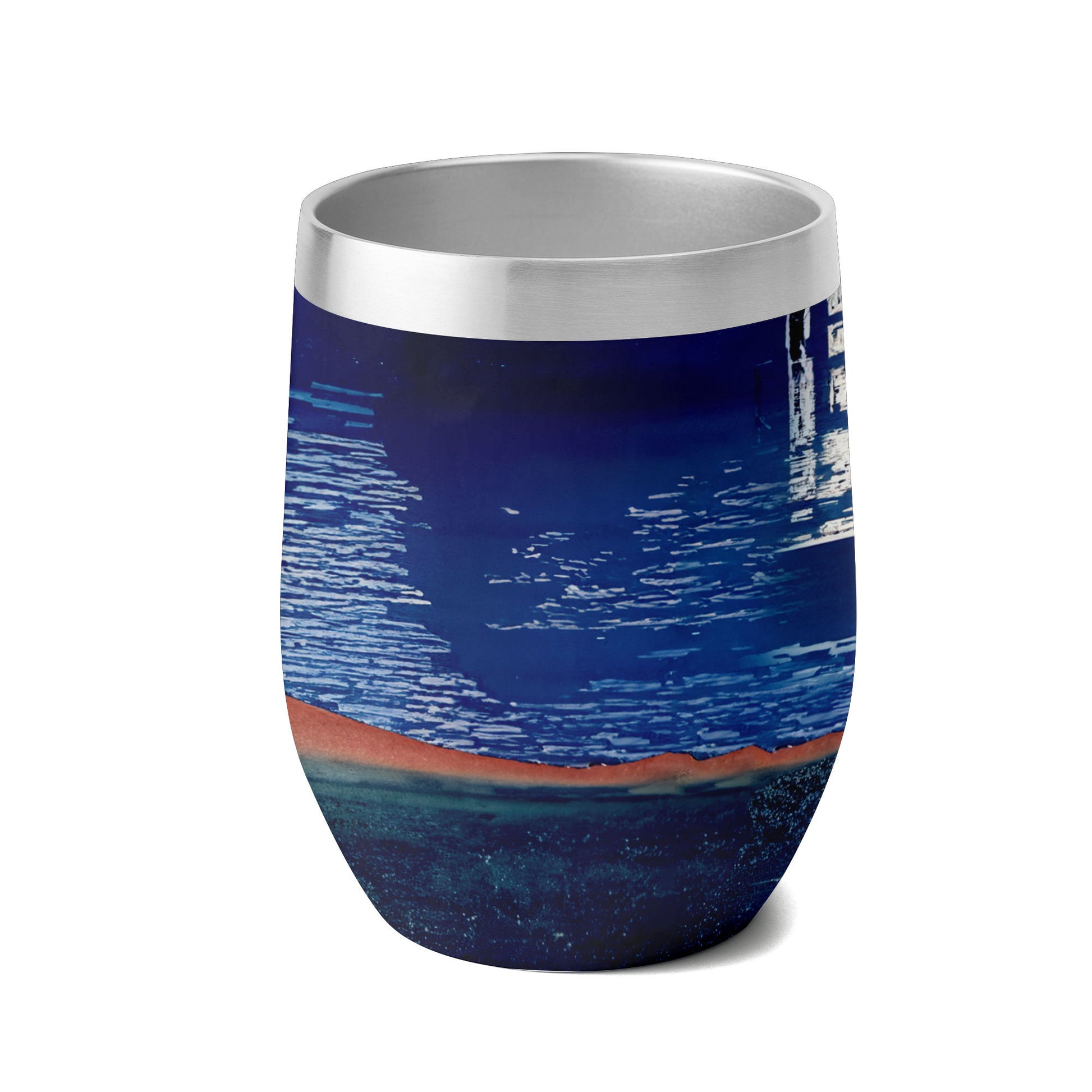 Custom Printed 12oz Stainless Steel Wine Tumbler Pr260: Ukiyo-e Hokusai's Thirty Six Views of Mount Red Fuji Insulated Eggshell Cup with Lid 2