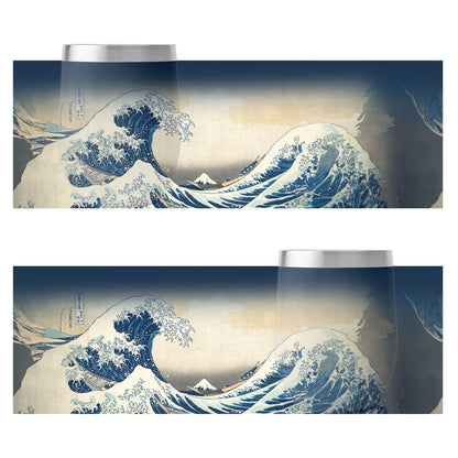 Custom Printed 12oz Stainless Steel Wine Tumbler Pr260 Ukiyo-e Katsushika Hokusai's the Great Wave off Kanagawa Insulated Eggshell Cup with Lid 5