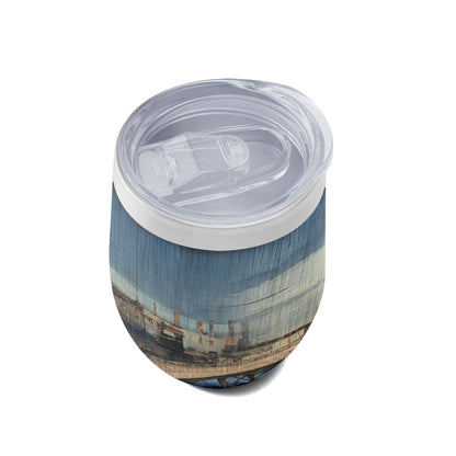 Custom Printed 12oz Stainless Steel Wine Tumbler Pr260 Ukiyo-e Utagawa Hiroshige's Sudden Shower over Shin Ohashi Bridge and Atake Insulated Eggshell Cup with Lid 3