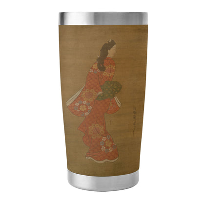 Custom Printed 15oz Stainless Steel Travel Mug with Lid Pr264: Ukiyoe Hishikawa Moronobu's Beauty Looking Back Vacuum Insulated Tumbler 1