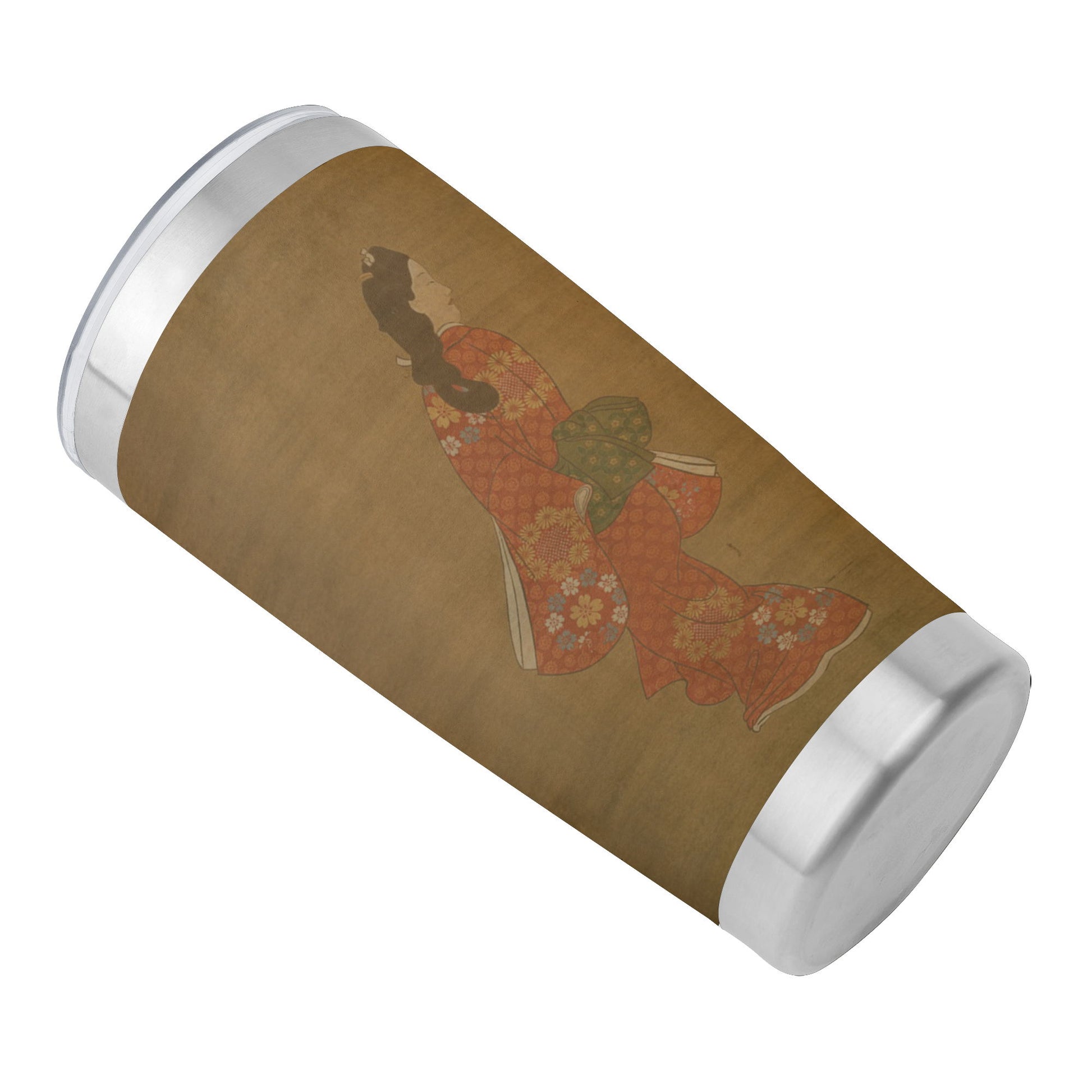 Custom Printed 15oz Stainless Steel Travel Mug with Lid Pr264: Ukiyoe Hishikawa Moronobu's Beauty Looking Back Vacuum Insulated Tumbler 4