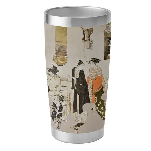 Custom Printed 15oz Stainless Steel Travel Mug with Lid Pr264: Ukiyo-E Matchmaking by Torii Kiyonaga Vacuum Insulated Tumbler