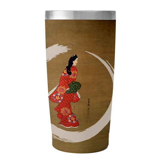 custom printed 20oz stainless steel travel mug with lid pr259 ukiyo-e hishikawa moronobu's beauty looking back vacuum insulated coffee tumbler