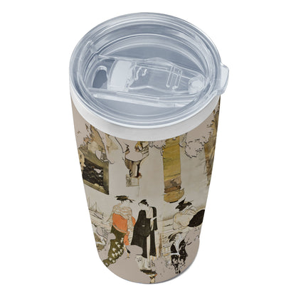 custom printed 20oz stainless steel travel mug with lid pr259 ukiyo-e matchmaking by torii kiyonaga vacuum insulated coffee tumbler 3