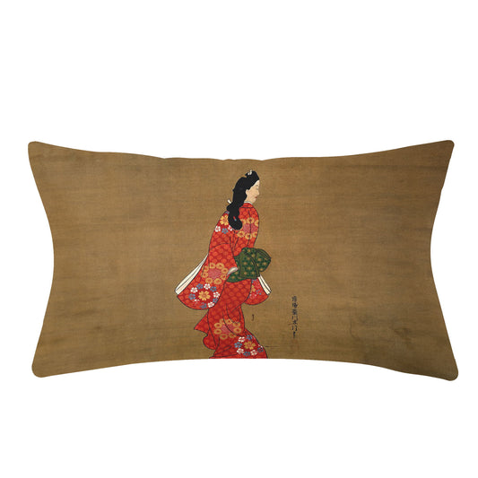Custom Printed Art Ideas Famous Ukiyo-e Hishikawa Moronobu's Beauty Looking Back Pillow 13*21 Pr105