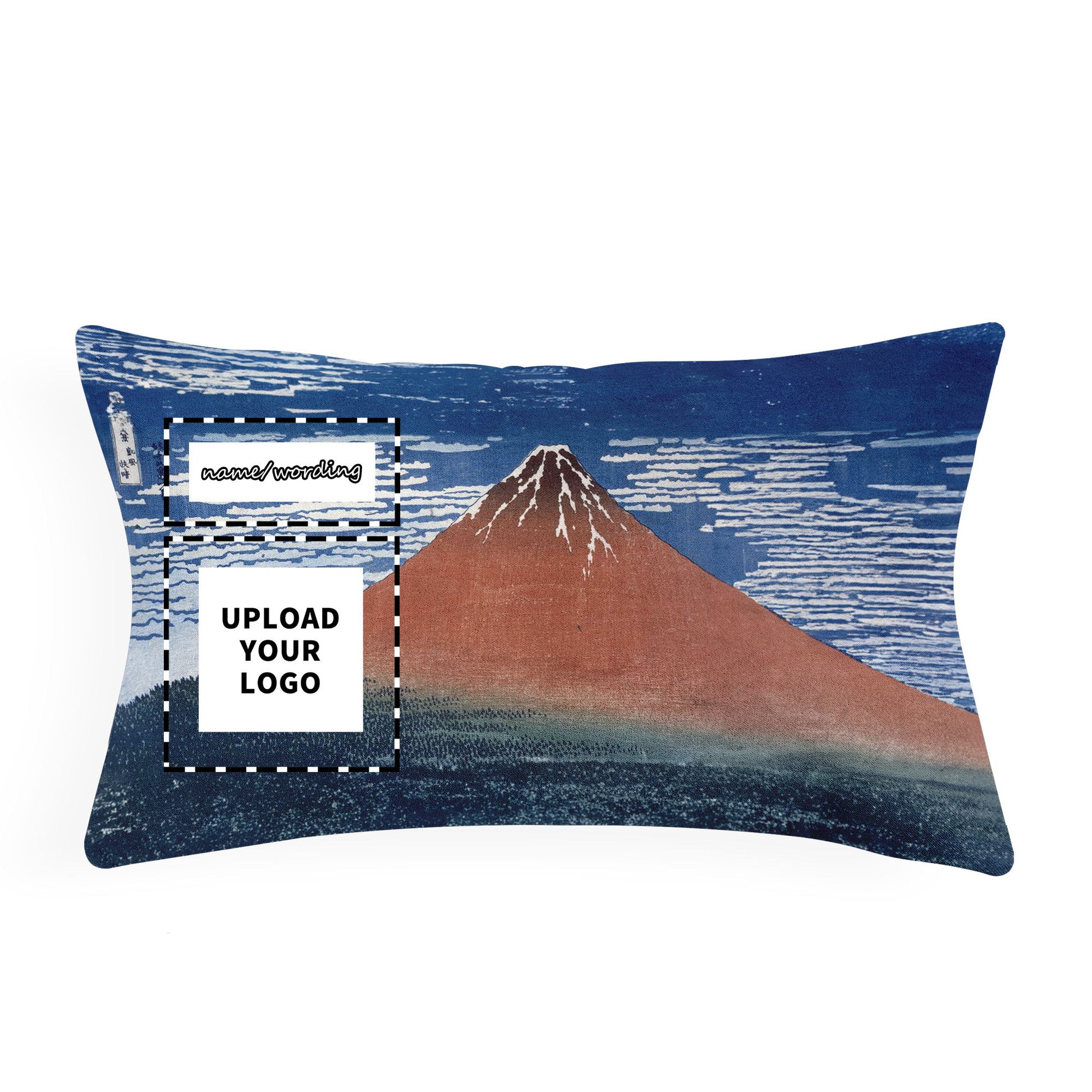 Custom Printed Art Ideas Famous Ukiyo-e Hokusai's Thirty Six Views of Mount Red Fuji Pillow 13*21 PR105 Custom Logo Brand Name