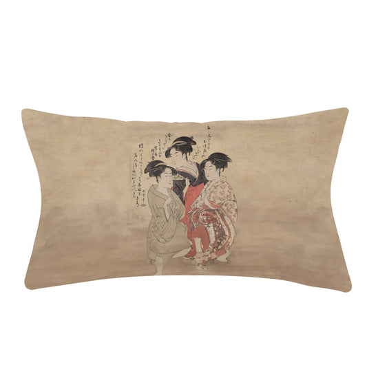 Custom Printed Art Ideas Famous Ukiyo-e Kitagawa Utamaro's Three Beauties of the Present Day Pillow 13*21 PR105
