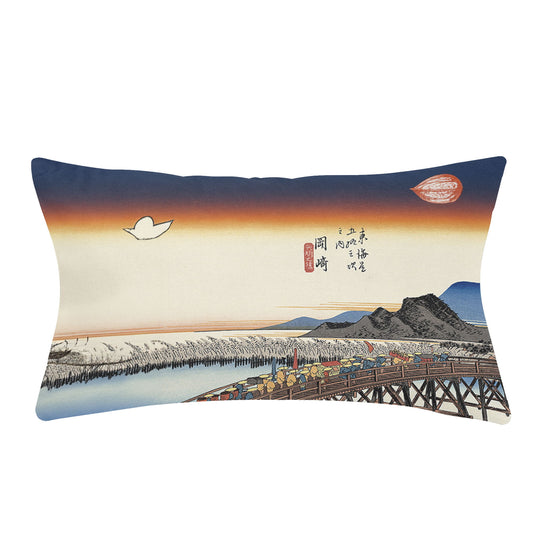 Custom Printed Art Ideas Famous Ukiyo-e the Fifty Three Stations of the Tokaido Okazaki Yahagi No Hashi Pillow 13*21 Pr105