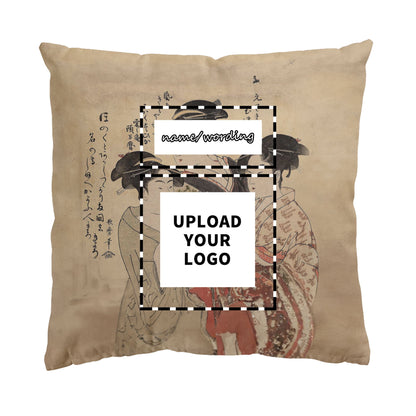 Custom Printed Japanese Art Ukiyo-e Kitagawa Utamaro's Three Beauties of the Present Day Pillow 16*16 pr105 custom logo brand name