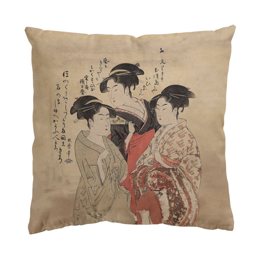Custom Printed Japanese Art Ukiyo-e Kitagawa Utamaro's Three Beauties of the Present Day Pillow 16*16 pr105