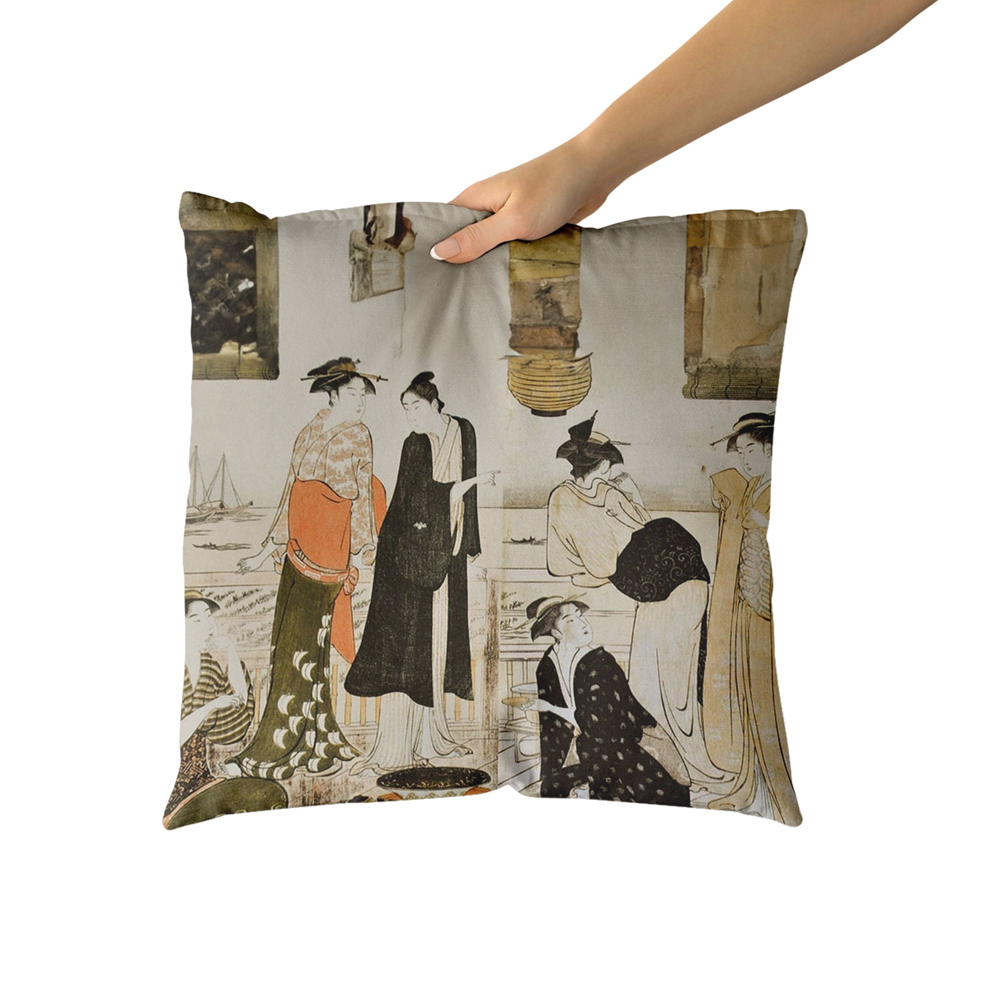 Custom Printed Japanese Ukiyo-e Matchmaking by President Kiyonaga Torii Pillow 16*16 PR105-4