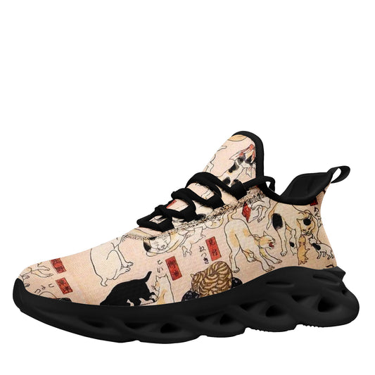 custom printed max sowl shoes ukiyo-e kuniyoshi utagawa's cats suggested as the fifty three stations of the tokaido sneakers