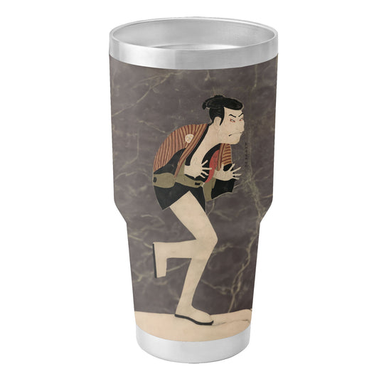 Custom Printed Ukiyo-e the Slave Edo Soldier of Otani Oniji III Insulated 30oz Stainless Steel Car Tumbler with Lid Pr263