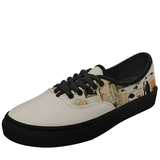 customize printed casual shoes 7213 with retro art ukiyo-e matchmaking by president kiyonaga torii sneakers black soles
