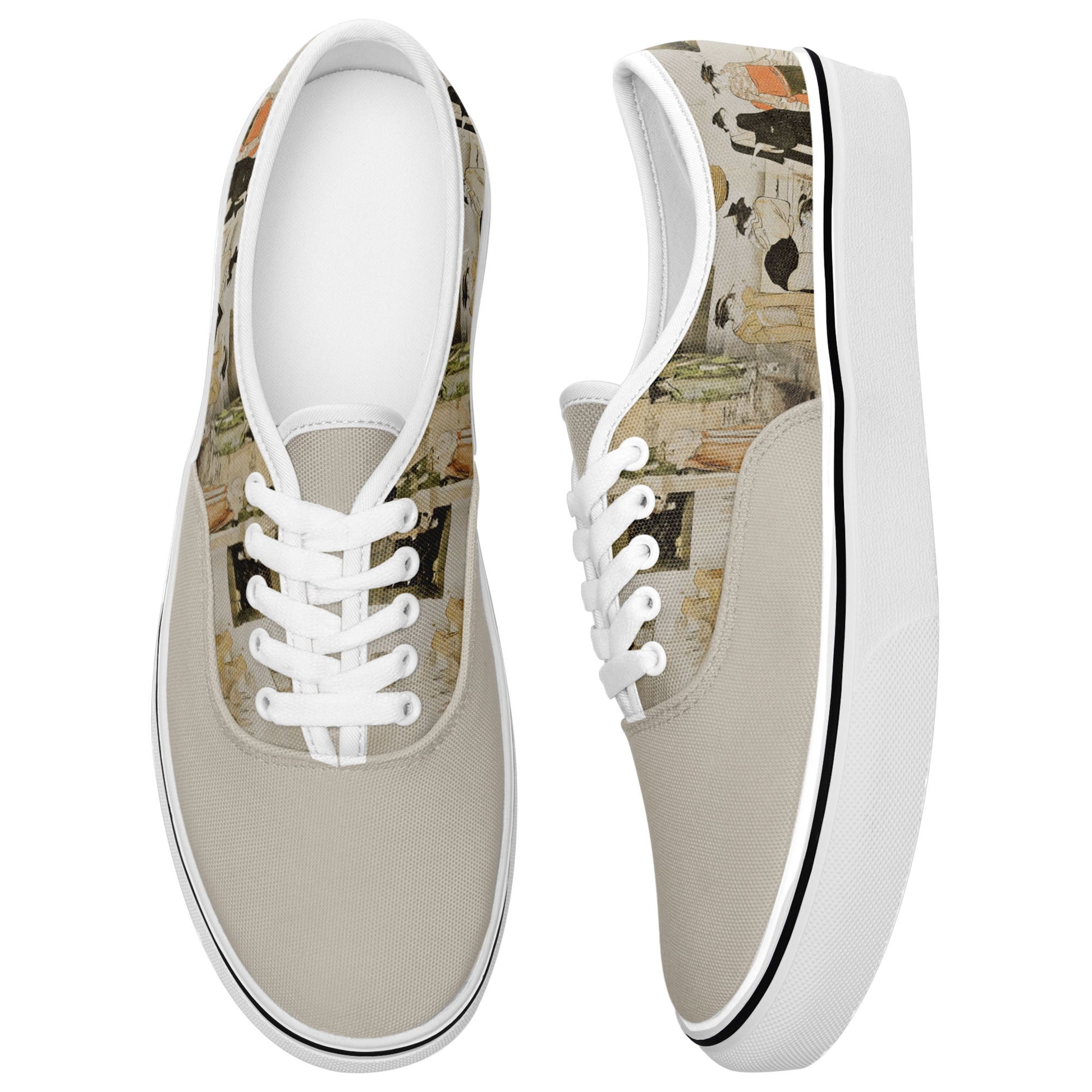 customize printed casual shoes 7213 with retro art ukiyo-e matchmaking by president kiyonaga torii sneakers white soles 4