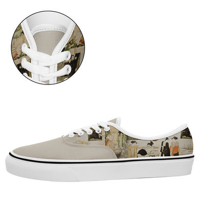 customize printed casual shoes 7213 with retro art ukiyo-e matchmaking by president kiyonaga torii sneakers white soles 6