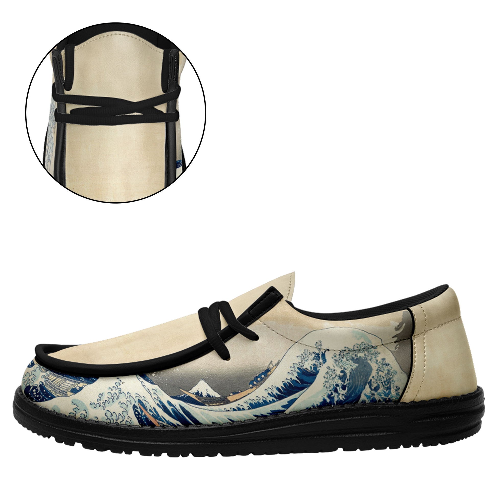 Customize Printed Yo Bro Shoes 2202: Ukiyo-e Katsushika Hokusai's the Great Wave off Kanagawa Casual Shoes Black Shoelace