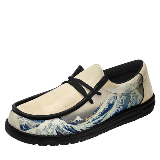 customize printed yo bro shoes ukiyo-e katsushika hokusai's the great wave off kanagawa casual shoes black shoelace