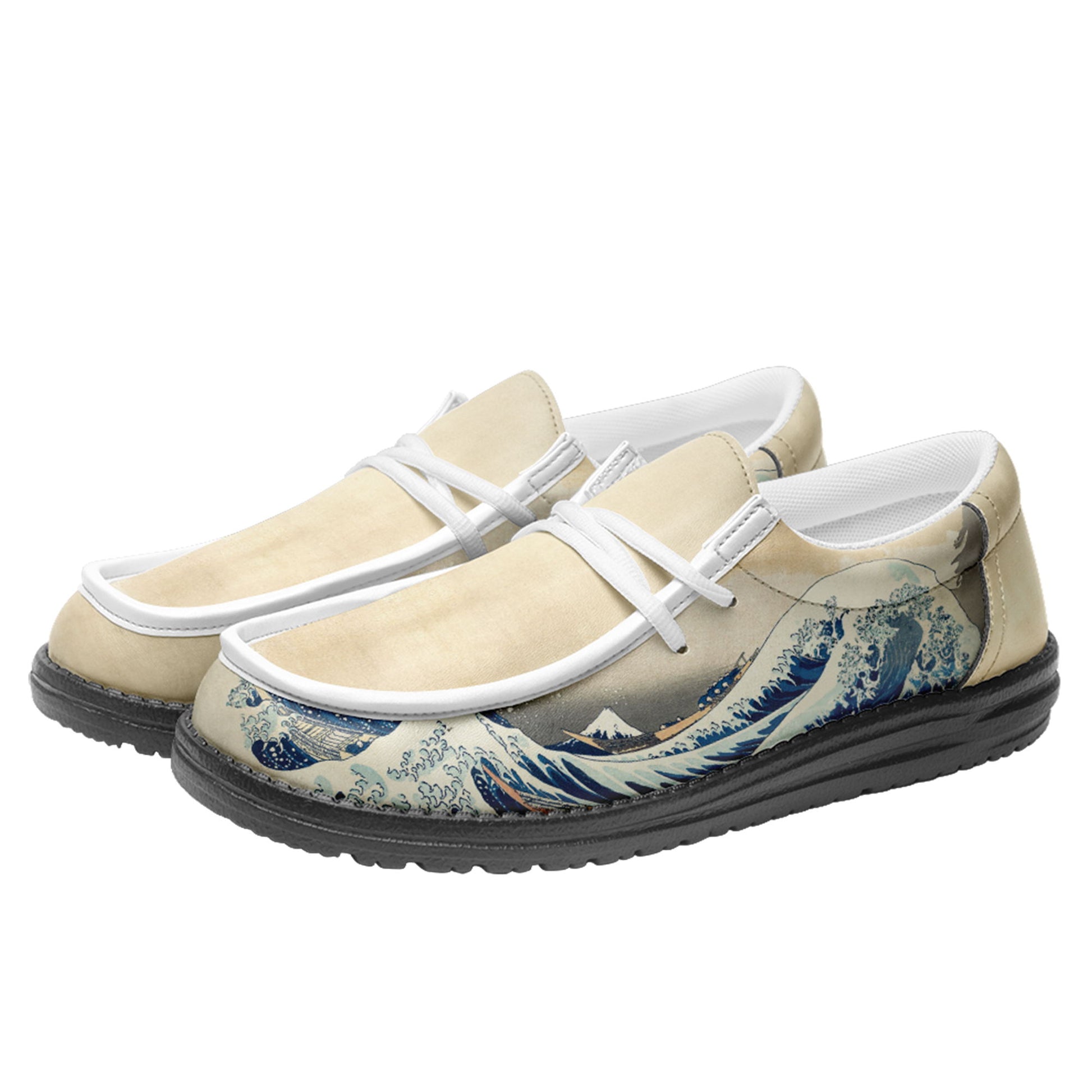 customize printed yo bro shoes ukiyo-e katsushika hokusai's the great wave off kanagawa casual shoes white shoelace 4
