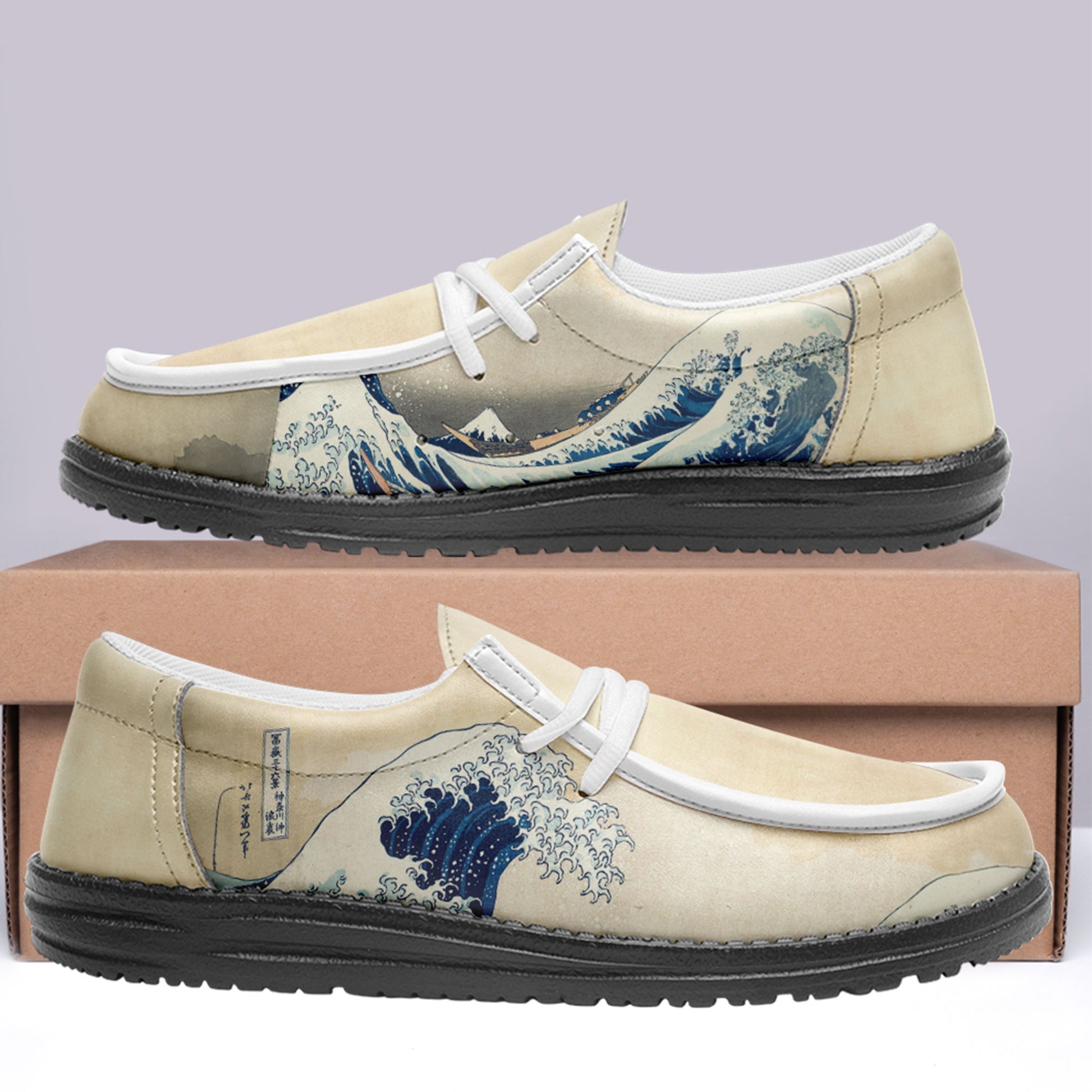 customize printed yo bro shoes ukiyo-e katsushika hokusai's the great wave off kanagawa casual shoes white shoelace 6