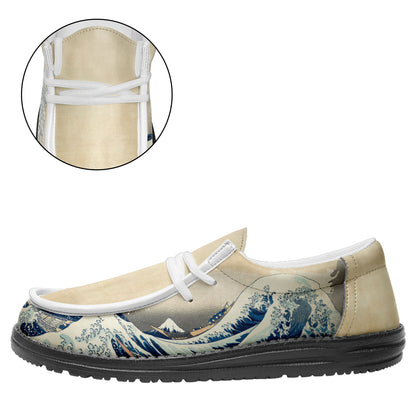 customize printed yo bro shoes ukiyo-e katsushika hokusai's the great wave off kanagawa casual shoes white shoelace 7