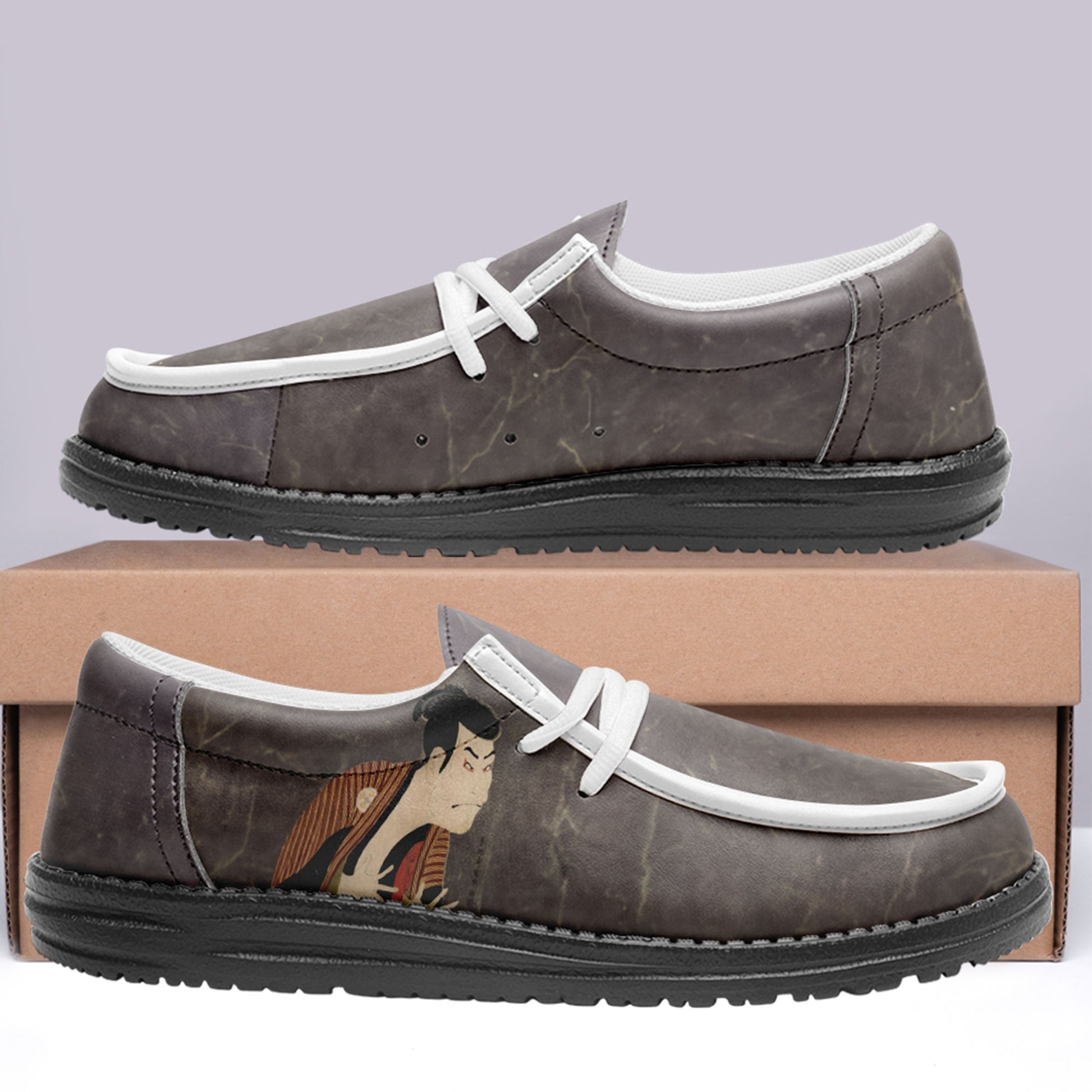 customize printed yo bro shoes ukiyo-e the slave edo soldier of otani oniji iii casual shoes white shoelace 6
