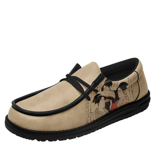 customize printed yo bro shoes ukiyo-e three beauties of the present day gray casual shoes black shoelace