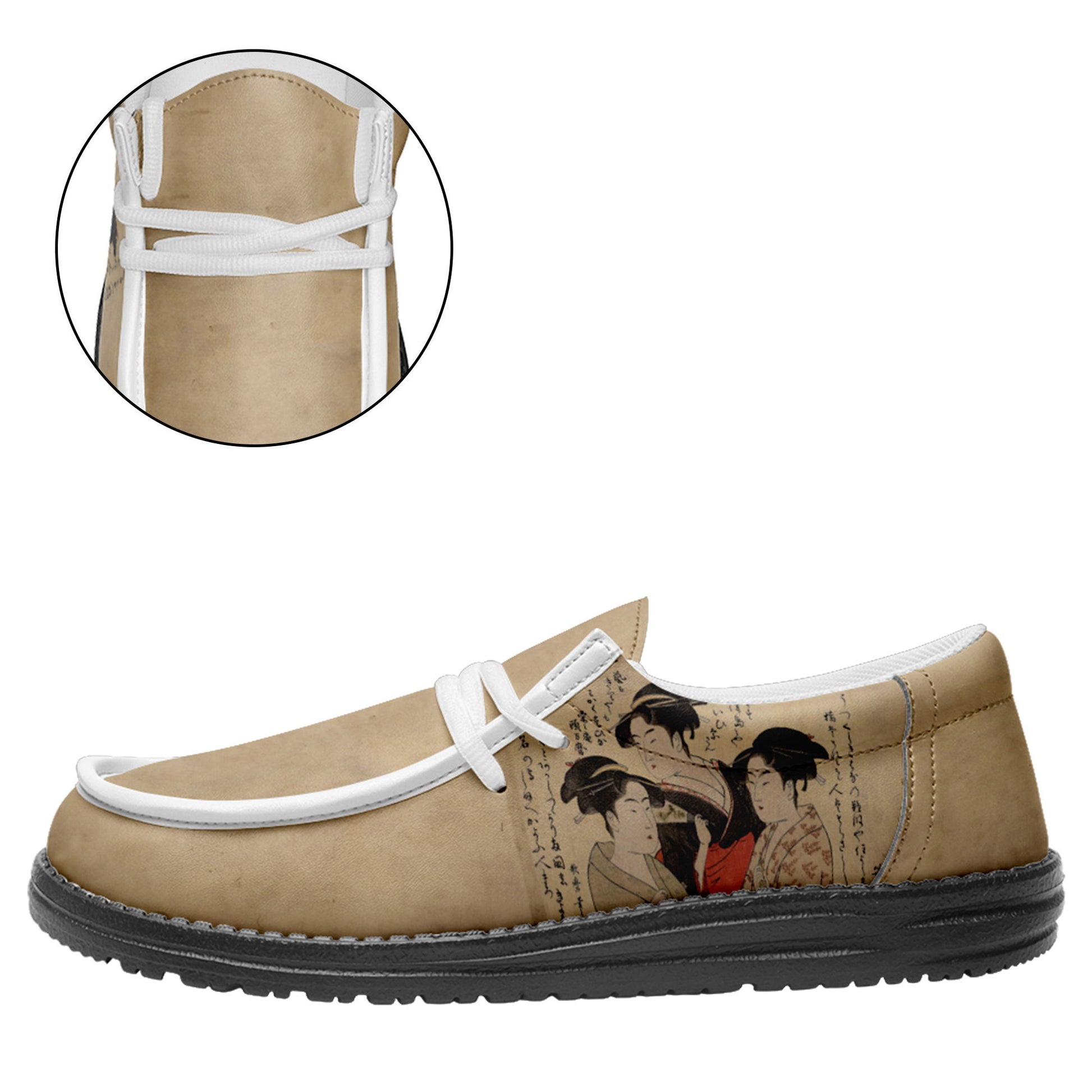 customize printed yo bro shoes ukiyo-e three beauties of the present day gray casual shoes white shoelace 7