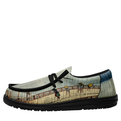 customize printed yo bro shoes ukiyo-e utagawa hiroshige sudden shower over shin ohashi bridge and atake casual shoes black shoelace 2