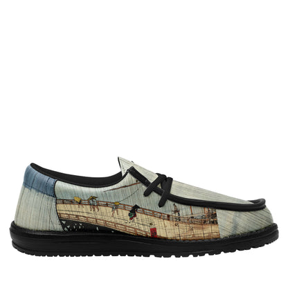 customize printed yo bro shoes ukiyo-e utagawa hiroshige sudden shower over shin ohashi bridge and atake casual shoes black shoelace 3