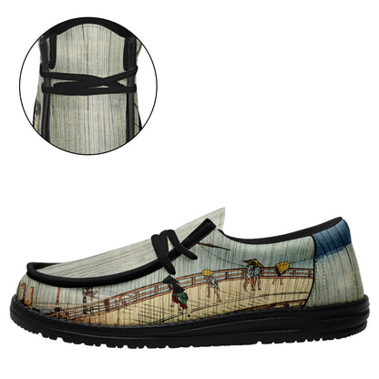 customize printed yo bro shoes ukiyo-e utagawa hiroshige sudden shower over shin ohashi bridge and atake casual shoes black shoelace 7