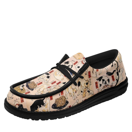 customize printed yo bro shoes ukiyo-e kuniyoshi utagawa's cats suggested as the fifty three stations of the tokaido casual shoes black shoelace