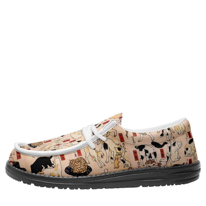 customize printed yo bro shoes ukiyo-e kuniyoshi utagawa's cats suggested as the fifty three stations of the tokaido casual shoes white shoelace 2