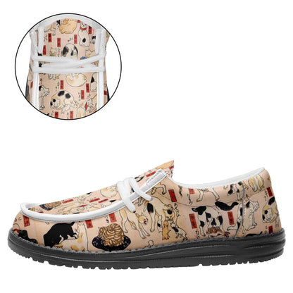 customize printed yo bro shoes ukiyo-e kuniyoshi utagawa's cats suggested as the fifty three stations of the tokaido casual shoes white shoelace 7