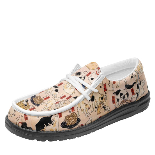 customize printed yo bro shoes ukiyo-e kuniyoshi utagawa's cats suggested as the fifty three stations of the tokaido casual shoes white shoelace