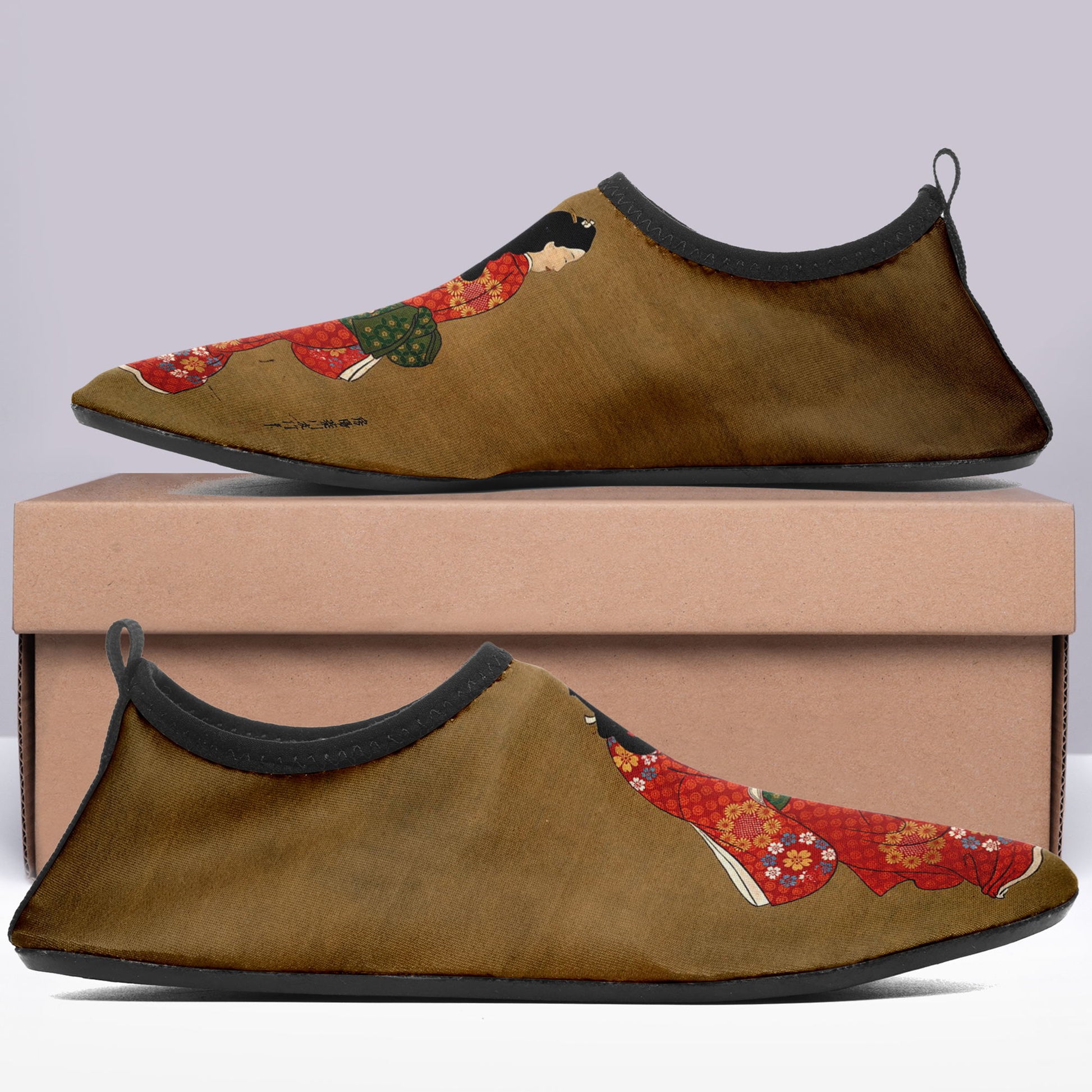 Custom Printed Aqua Shoes 1902: Ukiyo-e Hishikawa Moronobu's Beauty Looking Back Beach Wading Shoes custom logo brand name 7