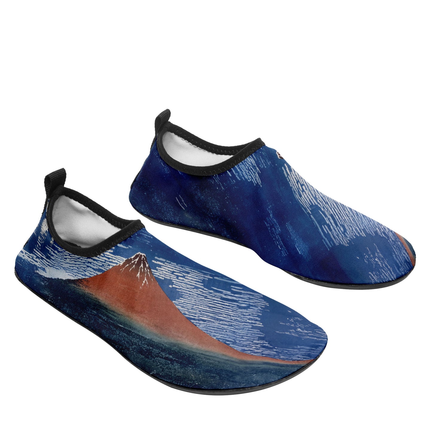 customized printed aqua shoes 1902: ukiyo-e hokusai's thirty six views of mount red fuji beach wading shoes 3