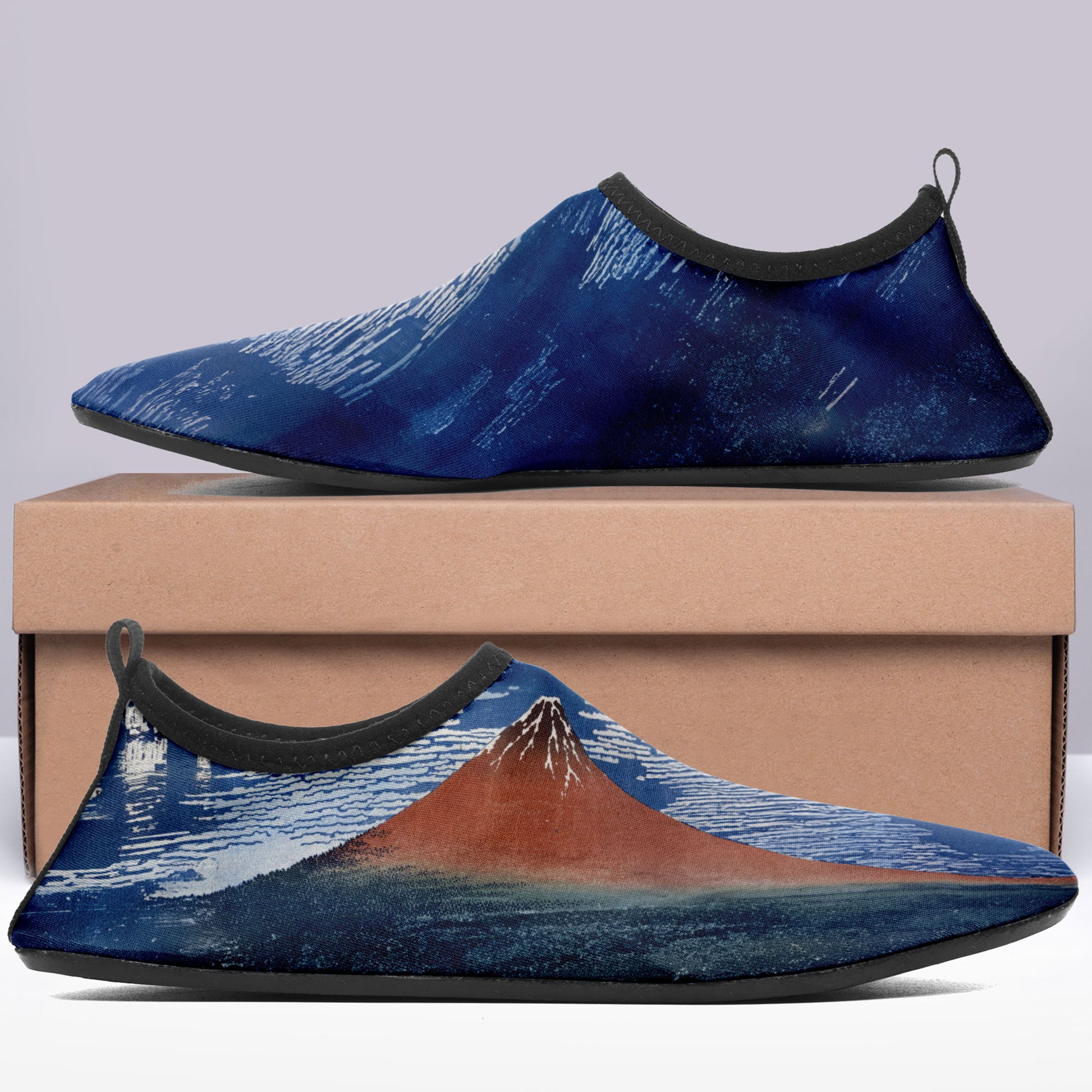 customized printed aqua shoes 1902: ukiyo-e hokusai's thirty six views of mount red fuji beach wading shoes 7