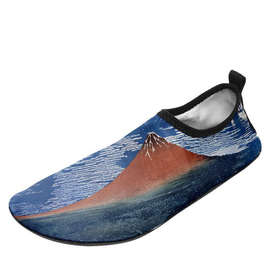 customized printed aqua shoes 1902: ukiyo-e hokusai's thirty six views of mount red fuji beach wading shoes
