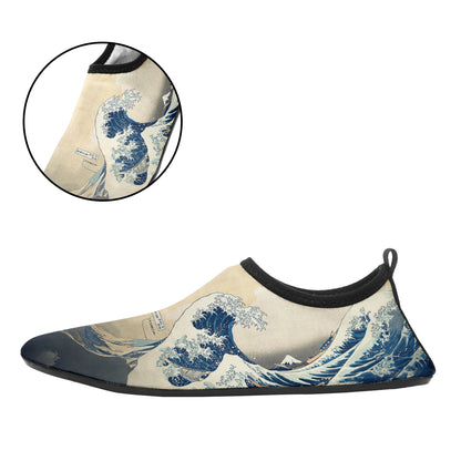 customized printed aqua shoes 1902 ukiyo-e katsushika hokusai's the great wave off kanagawa beach wading shoes 5