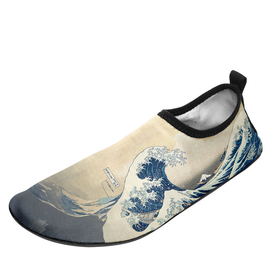 customized printed aqua shoes 1902 ukiyo-e katsushika hokusai's the great wave off kanagawa beach wading shoes 