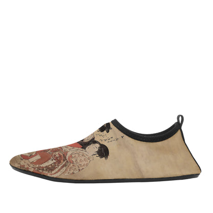 Customized Printed Aqua Shoes 1902 Ukiyo-e Kitagawa Utamaro's Three Beauties of the Present Day Beach Wading Shoes 1