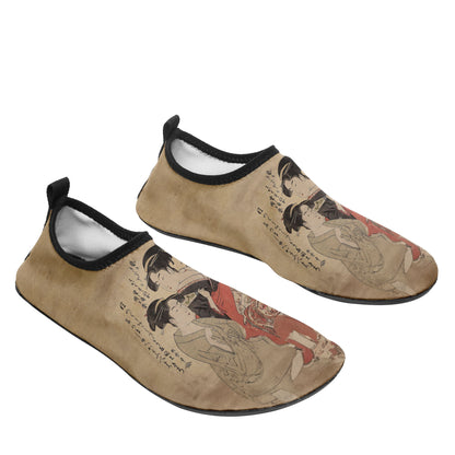 Customized Printed Aqua Shoes 1902 Ukiyo-e Kitagawa Utamaro's Three Beauties of the Present Day Beach Wading Shoes 3