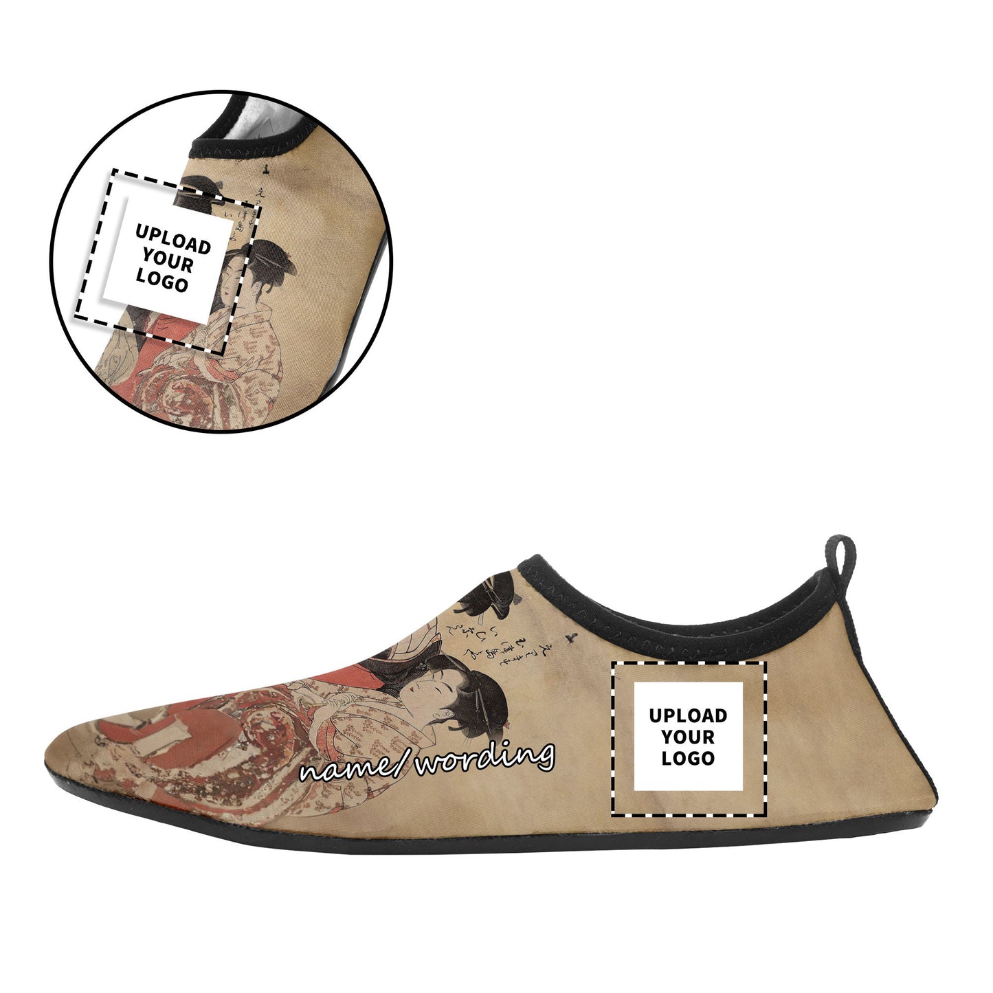 Customized Printed Aqua Shoes 1902 Ukiyo-e Kitagawa Utamaro's Three Beauties of the Present Day Beach Wading Shoes custom logo brand name