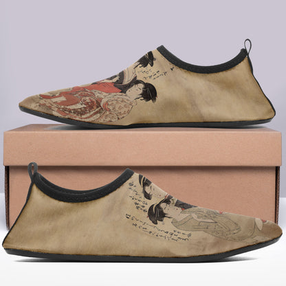 Customized Printed Aqua Shoes 1902 Ukiyo-e Kitagawa Utamaro's Three Beauties of the Present Day Beach Wading Shoes 7