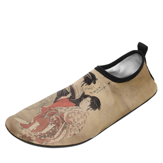 Customized Printed Aqua Shoes 1902 Ukiyo-e Kitagawa Utamaro's Three Beauties of the Present Day Beach Wading Shoes